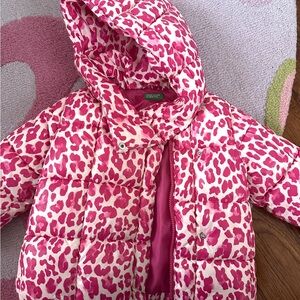 United Colors Of Benetton Pink Animal Print Kids Puffer Jacket